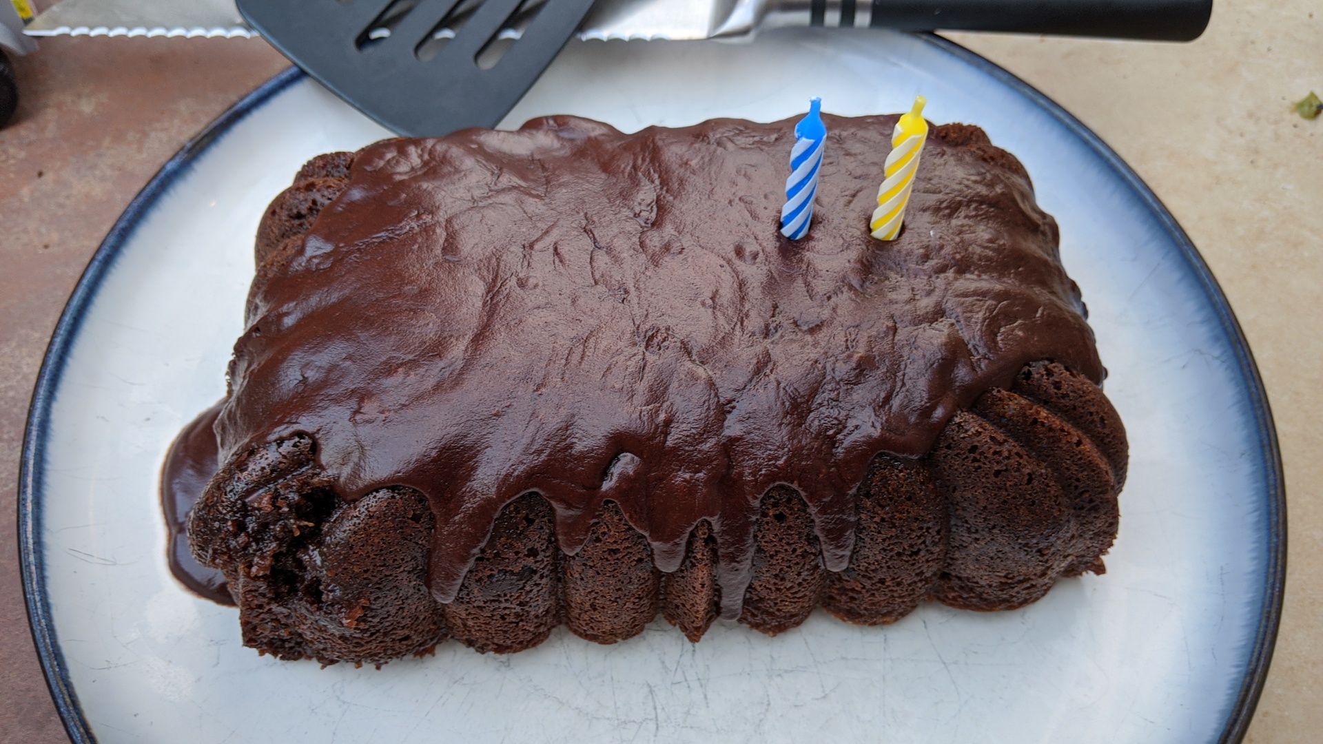 Cake with unlit candles